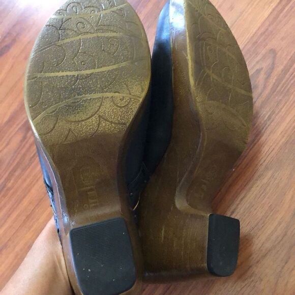 INDIGO Black leather clogs size 10 - Picture 4 of 8